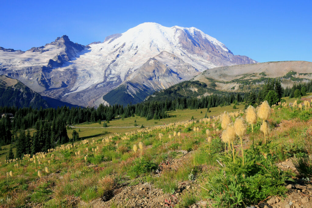 Dege Peak Hike at Mount Rainier - Looking back at Sunrise